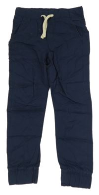 Nové - tmavomodré cuff plátěné kalhoty H&M