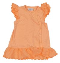 Neonově oranžové melírované propínací šaty s volánky Topomini