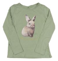 Olivové triko s králíčkem H&M