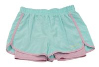 Mátovo-světlerůžové šusťákové funkční dvojité kraťasy positive mind