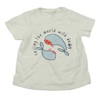 Bílé tričko s velrybami a nápisem ORCHESTRA