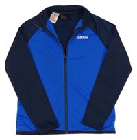 Cobaltově modro-tmavomodrá thermo propínací mikina Adidas