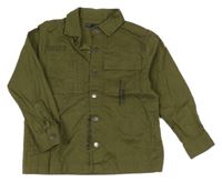 Tmavokhaki riflová košilová bunda s čísly Next