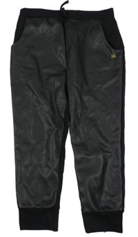 Černé cuff teplákové kalhoty s koženkou RIVER ISLAND