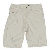 Bílé slim fit riflové kraťasy s prošoupáním H&M