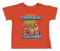 Červené tričko s obrázky a nápisy PRIMARK