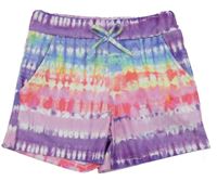 Barevné batikované žebrované kraťasy s mašlí 