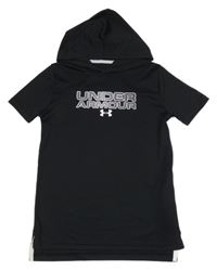 Černé funkční sportovní tričko s logem a kapucí UNDER ARMOUR