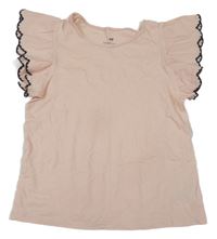 Světlerůžové tričko s volánky H&M