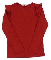 Červené třpytivé triko s volány H&M
