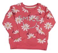 Tmavorůžová květovaná mikina s nápisem zn. Primark