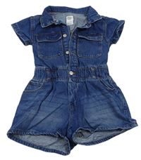 Tmavomodrý riflový kraťasový overal Denim Co.