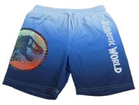 Modro-tmavomodré ombré plážové kraťasy s dinosaurem - Jurský svět Primark
