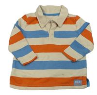 Béžovo-modro-oranžová pruhovaná polo mikina George