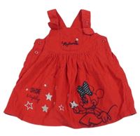 Červené manšestrové laclové šaty s Minnie a hvězdami George