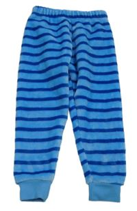 Modré pruhované chlupaté tepláky Alive