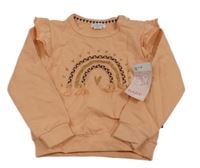 Nové - Broskvová mikina s duhou a srdíčky