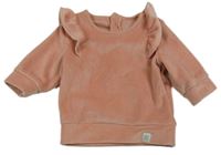 Starorůžová plyšová mikina s volánky