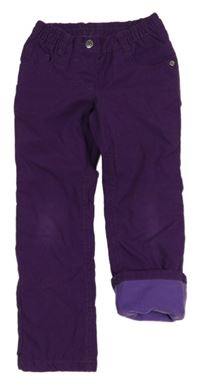 Fialové plátěné zateplené kalhoty Lupilu
