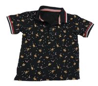 Černé puntíkaté polo tričko s perníčky a hůlkami Matalan