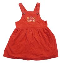 Červené manšestrové laclové šaty s motýlem Nutmeg