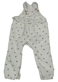 Bílé mušelínové podšité laclové kalhoty s motýly F&F