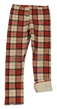 Červeno-béžovo-černé kostkované teplé legíny H&M