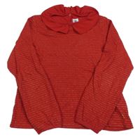 Červeno-zlaté pruhované mikinotriko s límečkem Petit Bateu