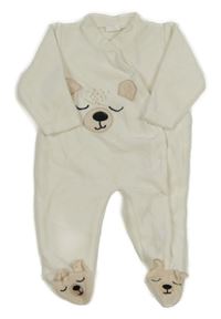 Smetanový sametový overal s medvědem