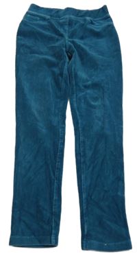 Petrolejové žebrované sametové tregíny Yigga