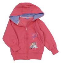 Tmavorůžová propínací mikina s dívkou s jednorožcem a kapucí Kiki&Koko