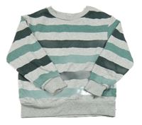 Šedo-zeleno-khaki pruhovaná mikina H&M