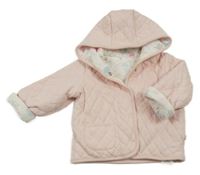 Světlerůžová prošívaná zateplená propínací mikina s kapucí M&S