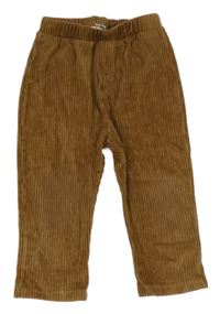 Hnědé žebrované sametové crop tepláky Zara