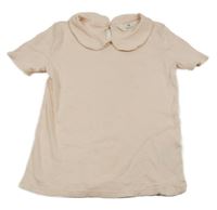 Světlerůžové žebrované tričko s límečkem H&M