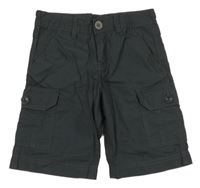 Antracitové plátěné cargo kraťasy