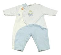 Bílo-světlemodrý podšitý overal s nášivkami