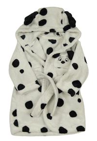 Bílý puntíkatý chlupatý župan s kapucí - dalmatin George