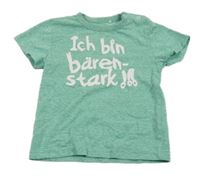 Zelené melírované tričko s nápisem Topomini