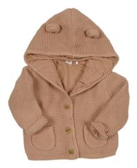 Starorůžový podšitý propínací svetr s kapucí s oušky M&S