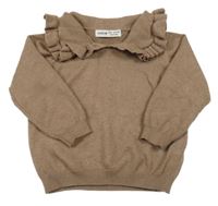 Hnědý svetr s límečkem Shein