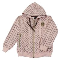 Růžová melírovaná vzorovaná propínací mikina s kapucí Louis Vuitton