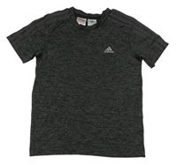 Černo-šedé melírované sportovní funkční tričko s logem Adidas