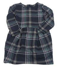Tmavomodro-zelené kostkované teplákové šaty H&M