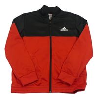 Červeno-černá sportovní propínací mikina s logem Adidas