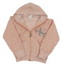 Svělterůžová propínací mikina s logem a kapucí - Calvin Klein