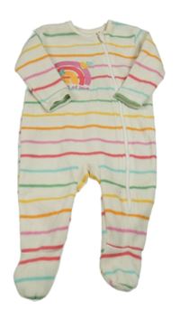 Smetanovo-barevný pruhovaný fleecový overal s duhou a dinem Dunnes Stores 