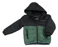 Černo-zelená šusťáková zateplená bunda s logem a kapucí Bench