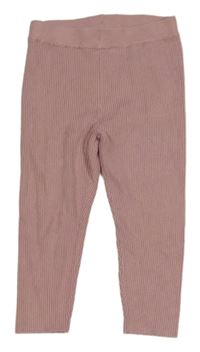 Starorůžové žebrované pletené legíny Tu