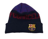 Tmavomodrá pletená čepice s nášivkou - FCB